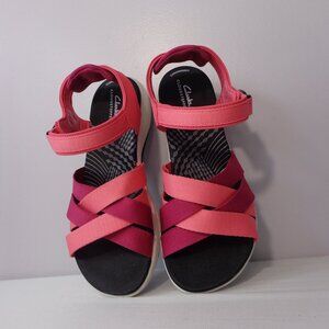 Clarks Cloudsteppers Mire Tide "Bright Coral" Womens Sandals‎ size 6.5W